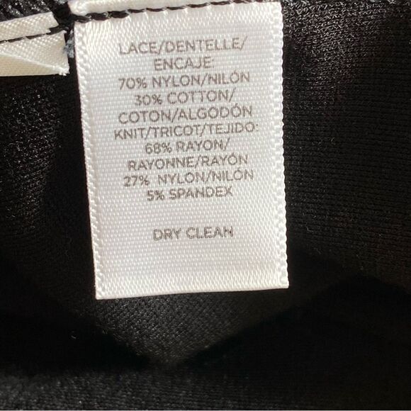 LOFT Skirt Black Navy Lace Overlay Small Stretch Office Academia - Picture 10 of 11